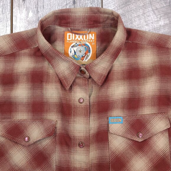 Dixxon Womens Pueblo Flannel Shirt Size 2X Red Plaid Pearl Snap Button Top - Picture 1 of 7